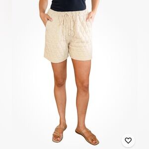 Polagram High Waist Quilted Beige Shorts